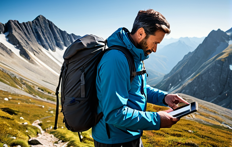 A professional male hiker, fully clothed in modern, layered outdoor apparel including a waterproof technical jacket and hiking trousers, meticulously adjusting the ergonomic straps of a high-capacity hiking backpack. He stands in a stunning mountain landscape with rugged peaks, a winding trail, and a clear, crisp sky. The image emphasizes preparedness and high-quality gear. Professional photography, high-resolution, sharp focus, vibrant colors, safe for work, appropriate content, fully clothed, perfect anatomy, correct proportions, natural pose, well-formed hands, proper finger count, natural body proportions, professional, family-friendly.