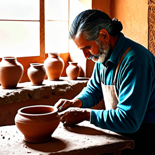 Home 26 **
"A vibrant illustration of a Spanish artisan crafting traditional pottery in a sun-drenched Andalusian workshop, showcasing intricate designs and earthy tones. Professional quality, safe for work, appropriate content, fully clothed, modest attire, family-friendly, perfect anatomy, correct proportions, natural pose."
**