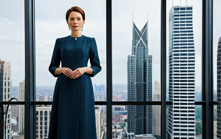 **

"A professional architect, fully clothed in a stylish yet modest dress, stands confidently in front of a modern skyscraper she designed. The city skyline is visible in the background. Safe for work, appropriate content, perfect anatomy, natural proportions, high quality."

**