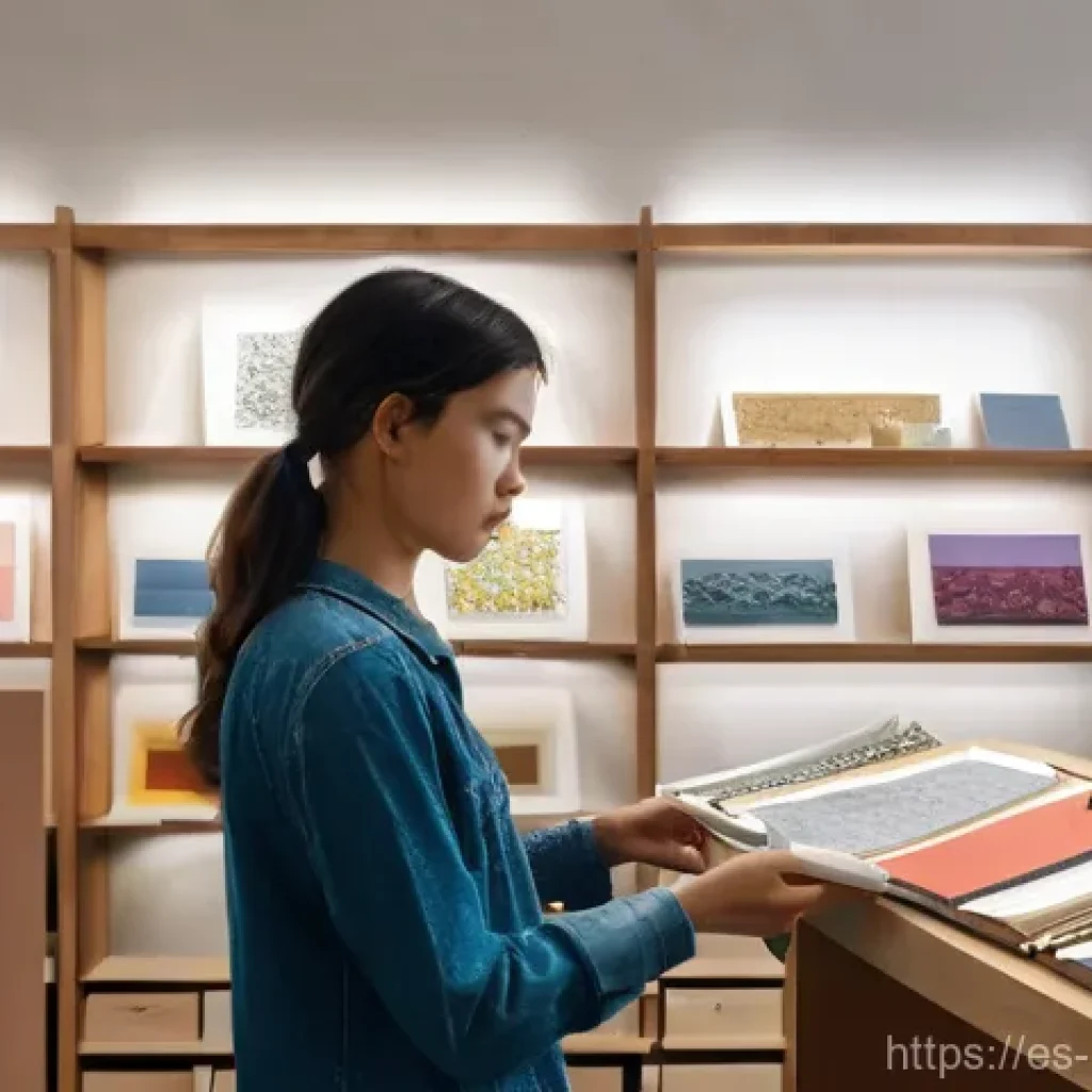 스케치북 추천 - **Prompt for "Choosing the Ideal Sketchbook":**
    A young female artist, mid-20s, with a thoughtfu...