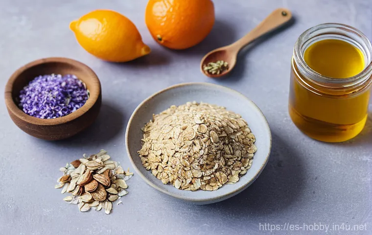 수제 비누 만들기 - **A Natural Soap Maker's Sanctuary: Ingredients and Inspiration**
    Detailed image of a rustic woo...