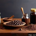 Home 20 수제 초콜릿 만들기 - A rustic artisan chocolate workshop scene featuring a wooden table with various high-quality cacao b...